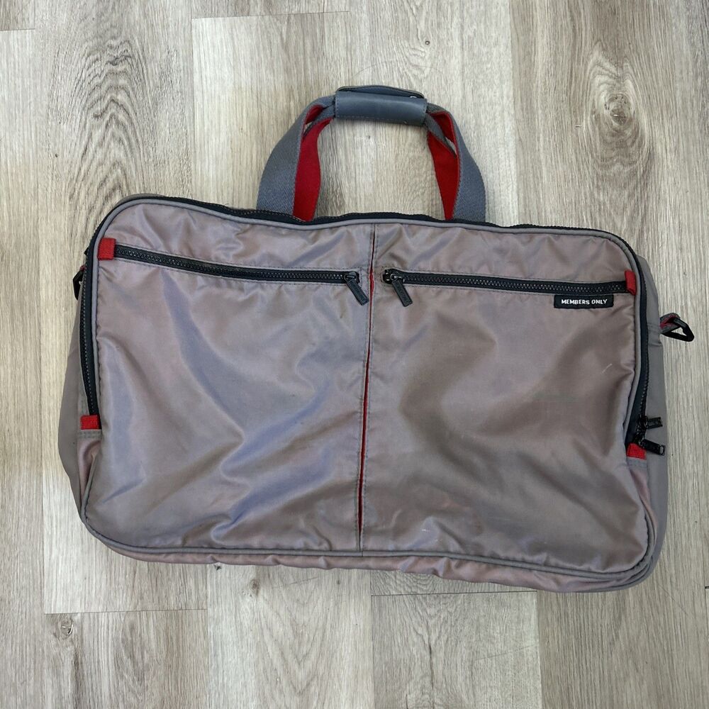 Members Only Duffle Bag Gray Messenger Y2K Straps Rainbow Tag 20x13x7 VTG READ